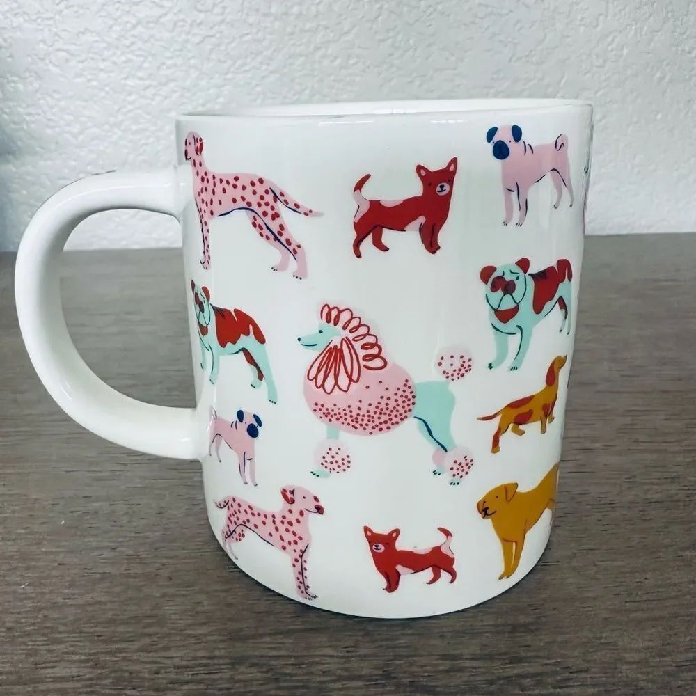 Dog Person Pink Red Aqua Print Ceramic Mug Cup